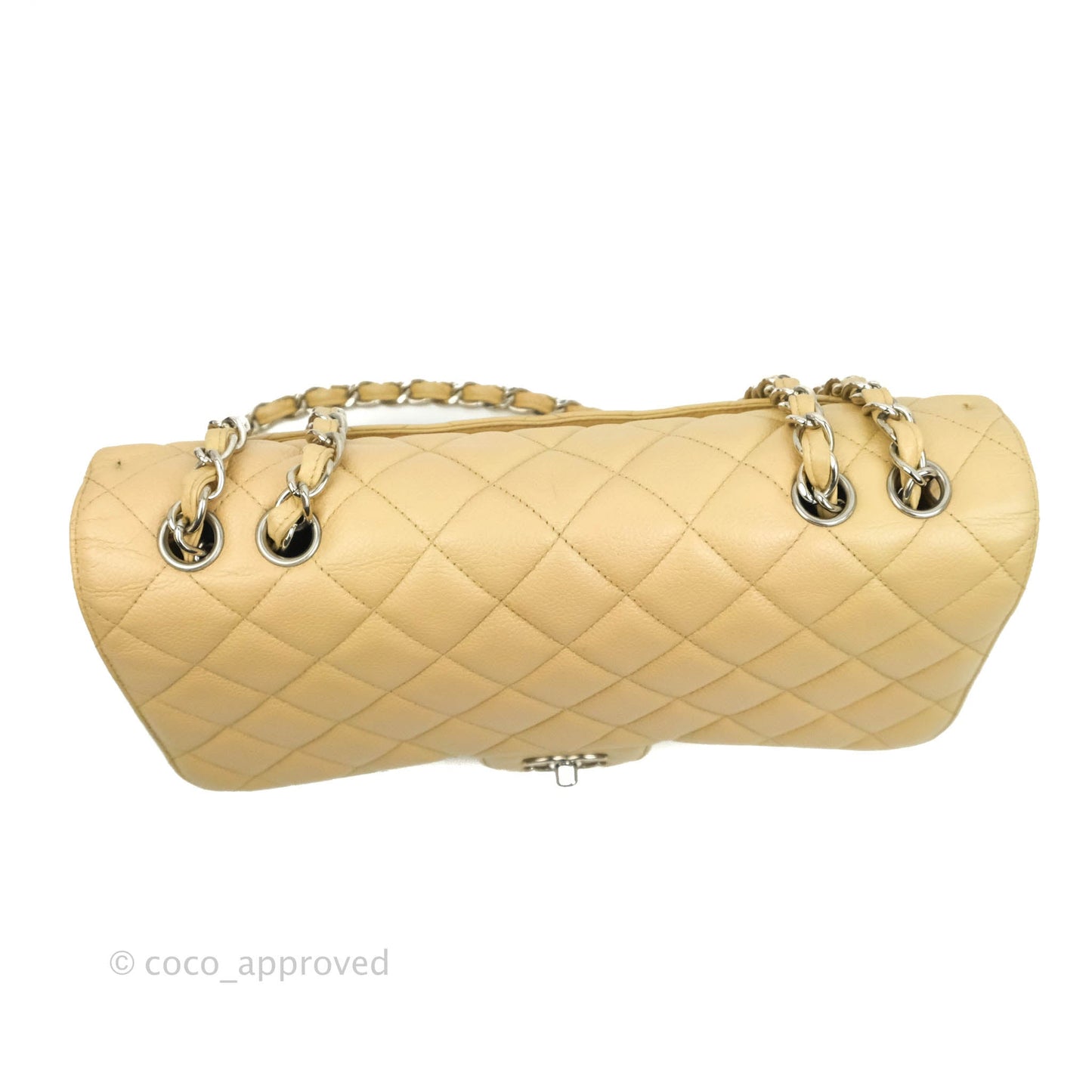 Chanel Jumbo Single Flap Beige Caviar Silver Hardware