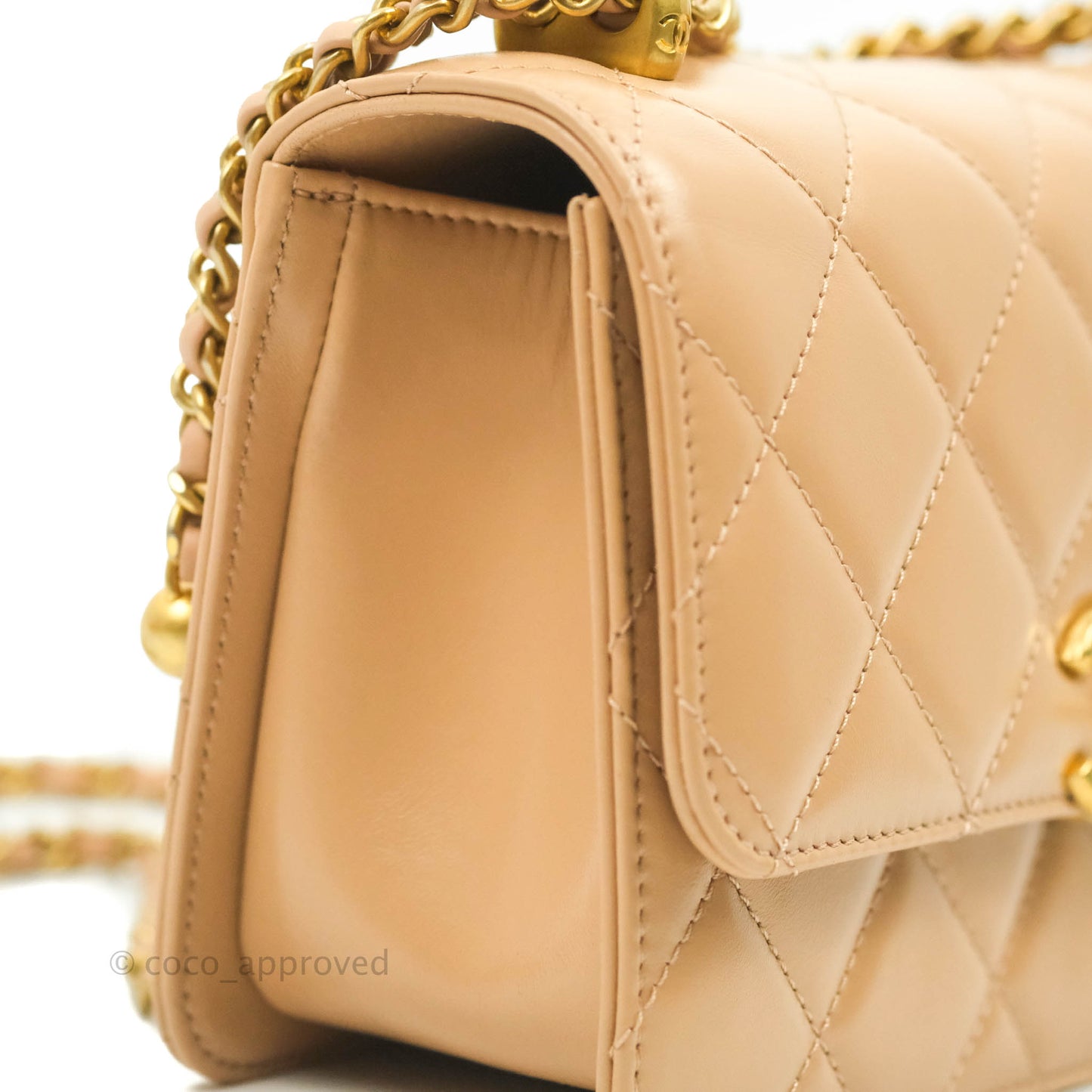 Chanel Quilted Mini Perfect Fit Adjustable Beige Calfskin Gold Hardware 21A