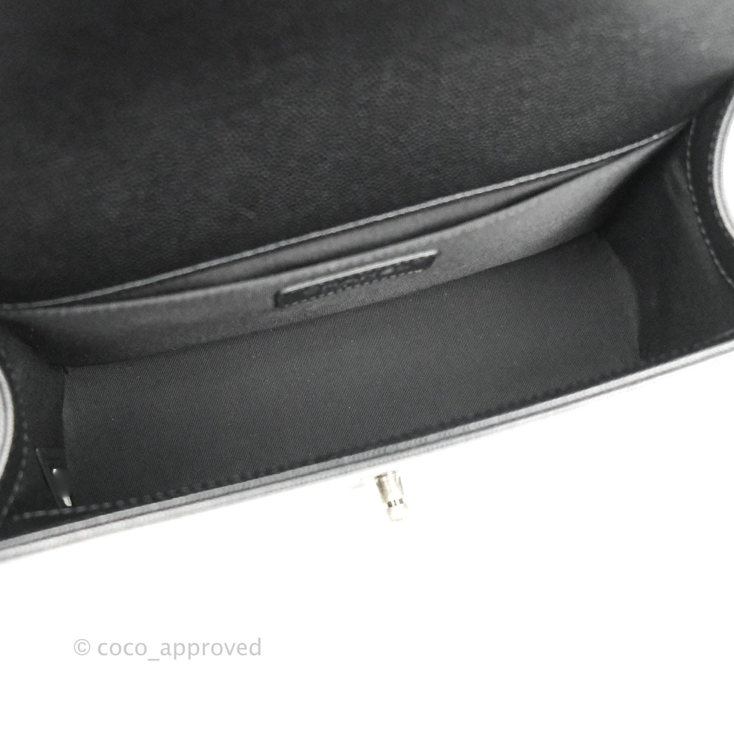 Chanel Quilted Medium Boy Bag Black Caviar Ruthenium Hardware
