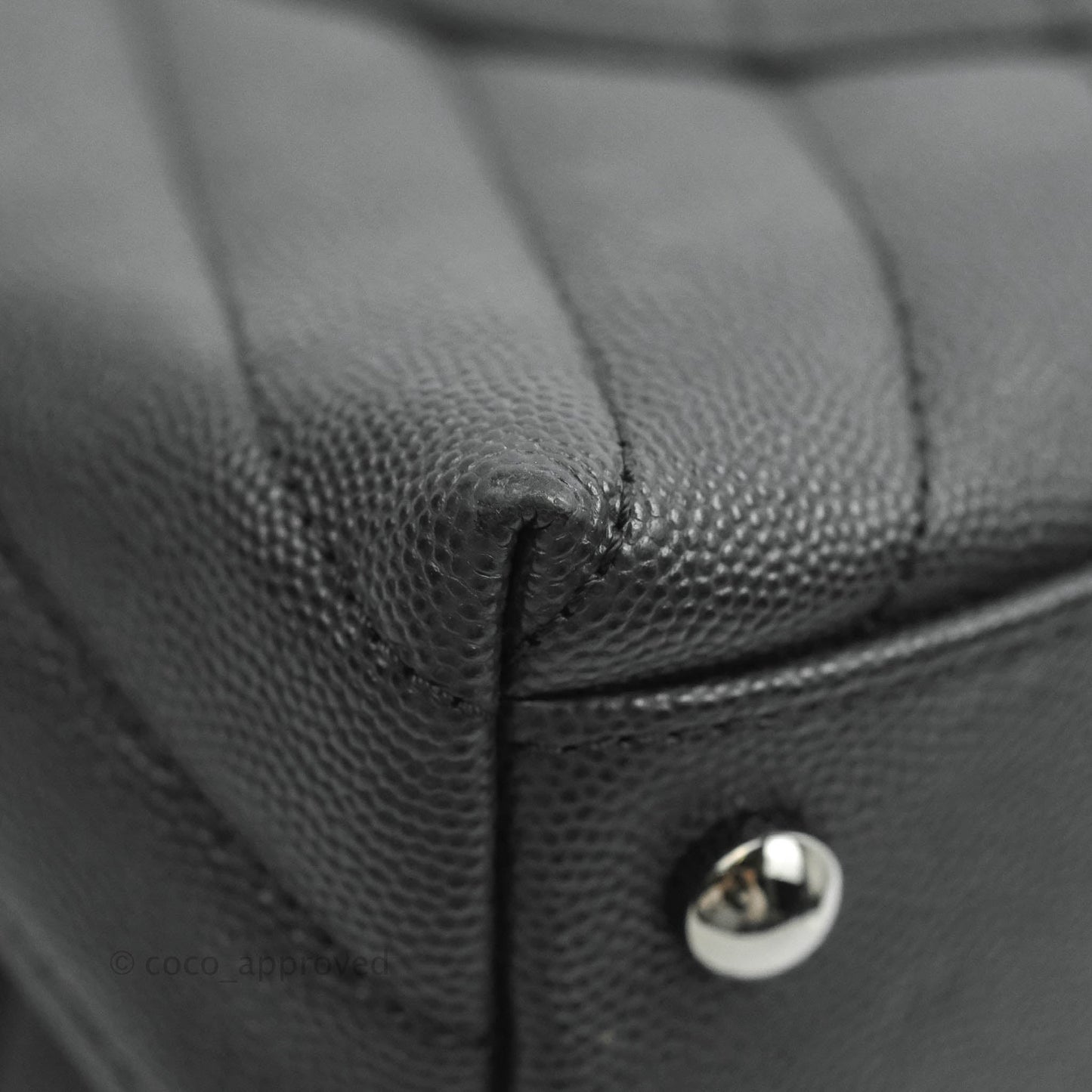 Chanel Medium (Small) Coco Handle Chevron Dark Grey Caviar Black Hardware