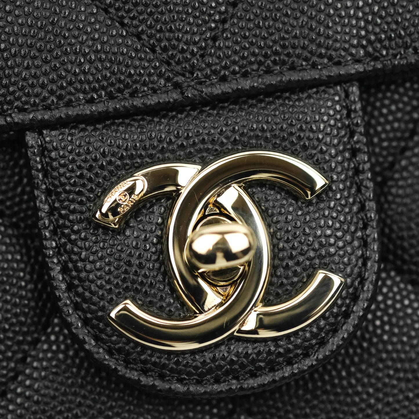 Chanel Quilted Like The Wallet Medium Flap Black Caviar Gold Hardware 22C
