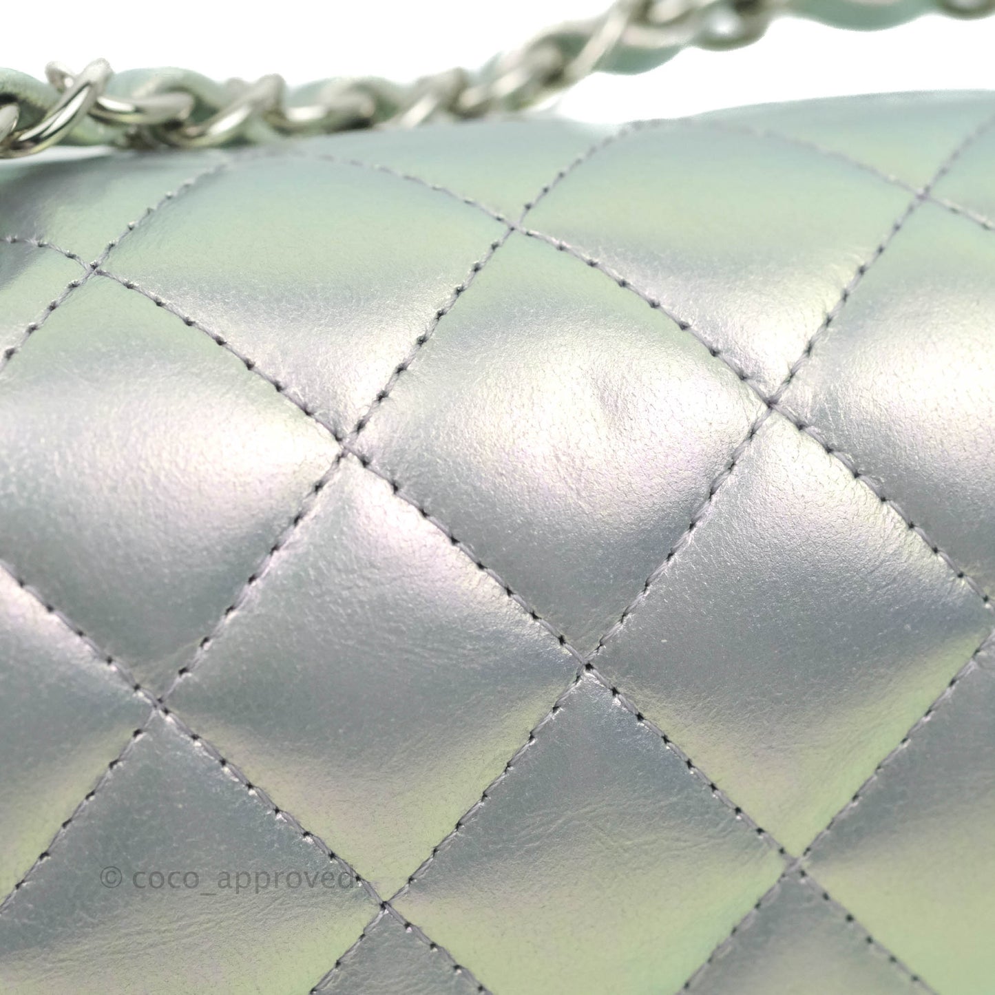 Chanel Mini Square Quilted Iridescent Lilac Silver Hardware 21K