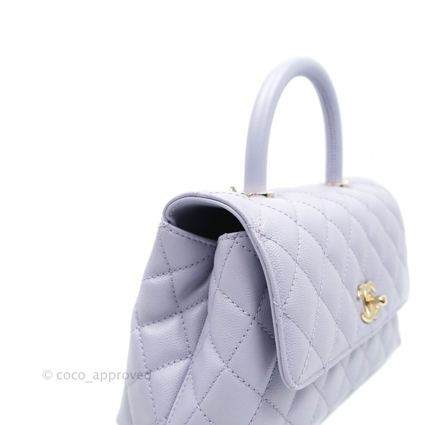 Chanel Small Coco Handle Chevron Purple Lilac Caviar Gold Hardware 21K