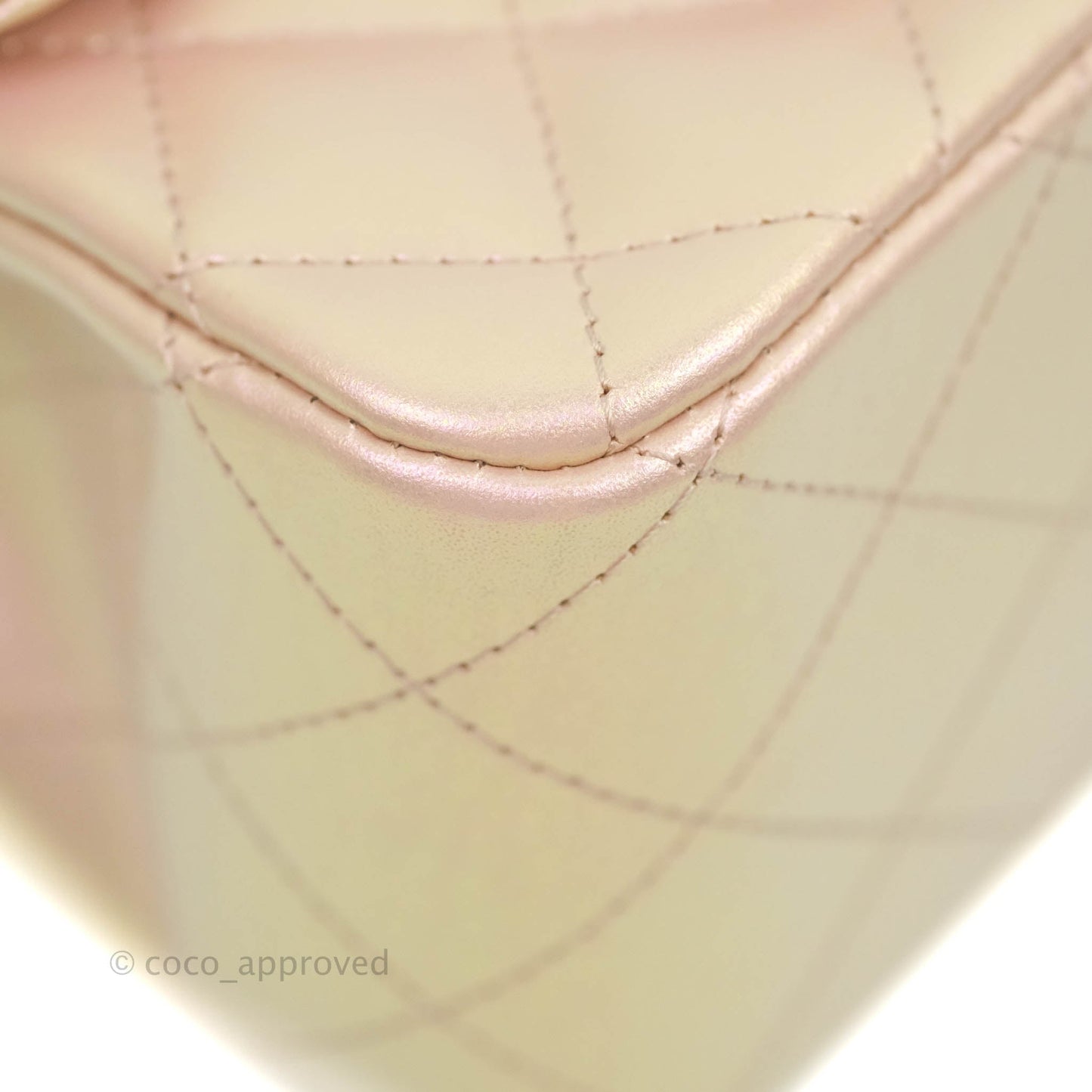 Chanel Mini Square Quilted Iridescent Pink Silver Hardware