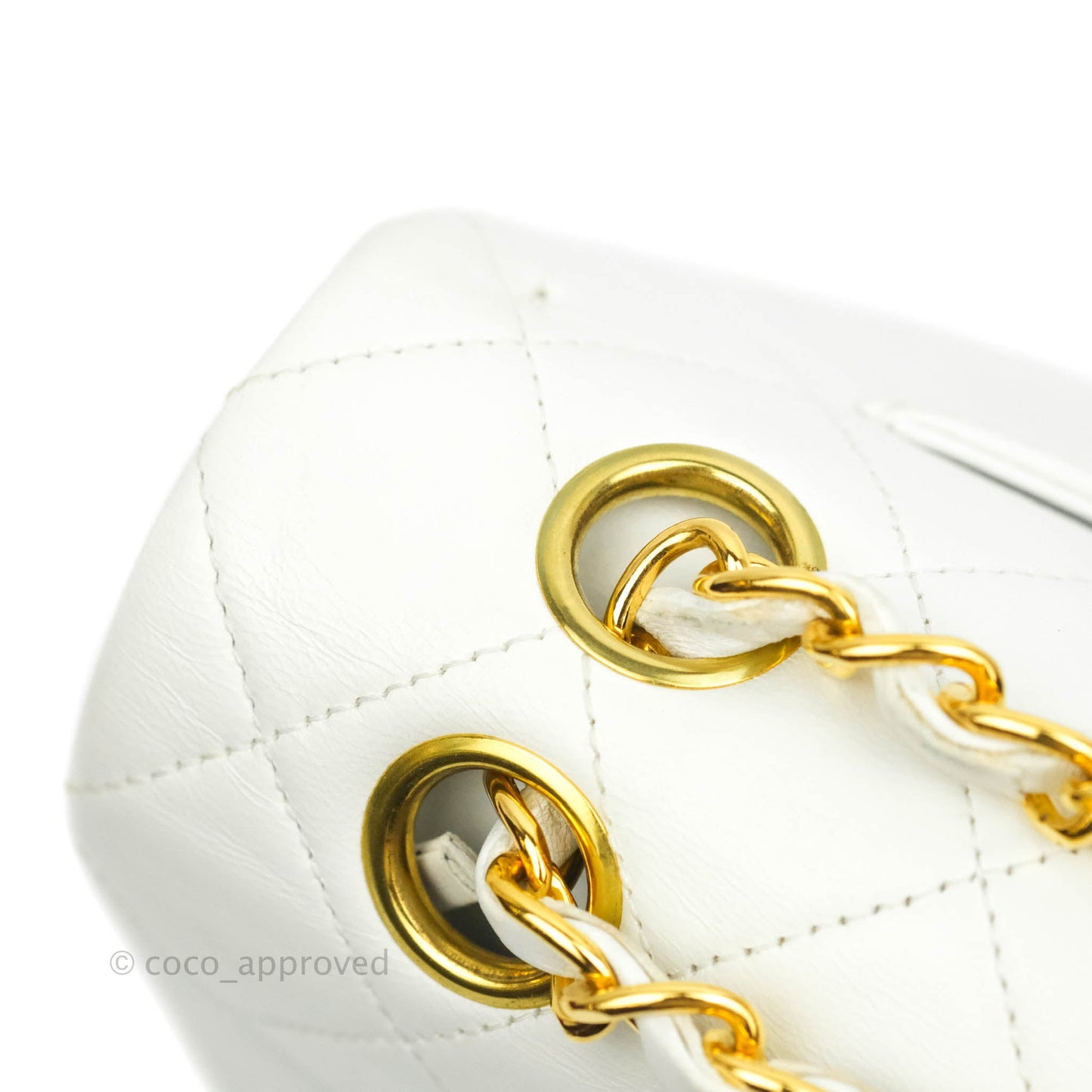 Chanel Classic Vintage Small S/M Flap White Lambskin 24K Gold Hardware