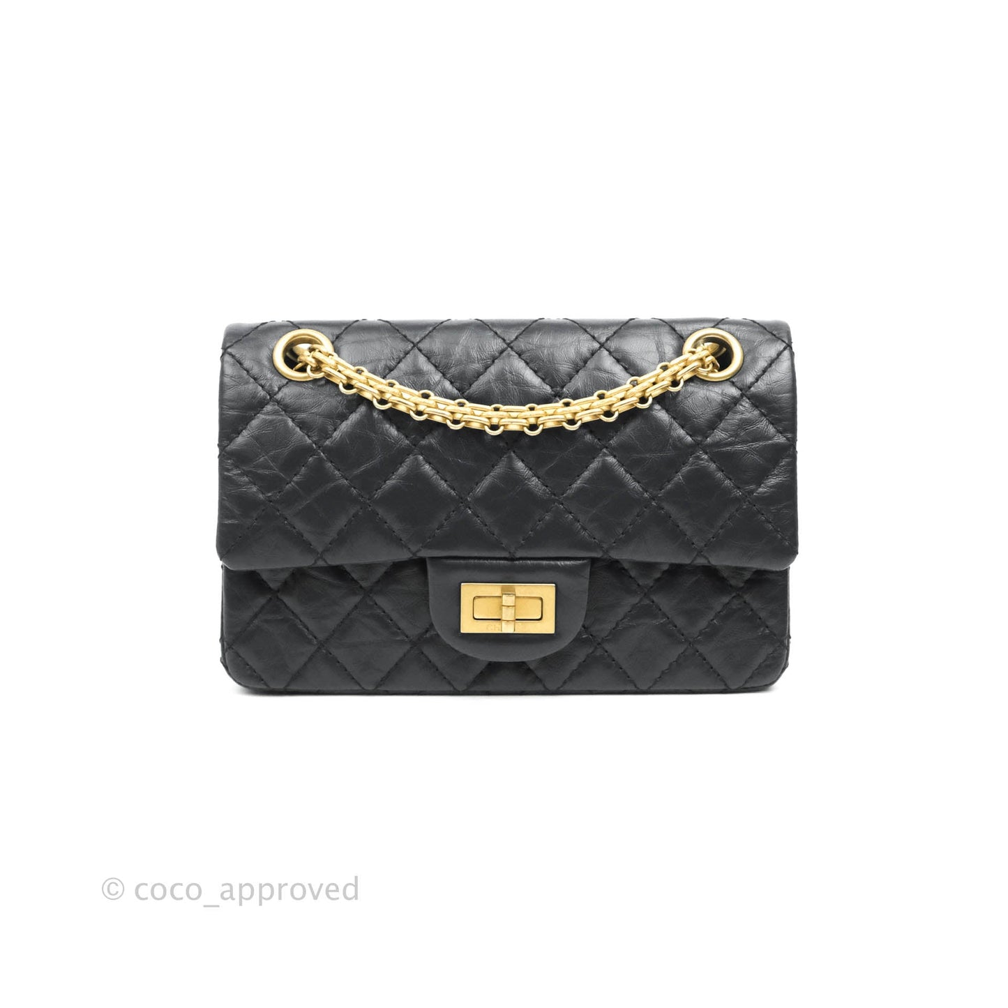Chanel Mini Reissue 224 Navy Aged Calfskin Aged Gold Hardware