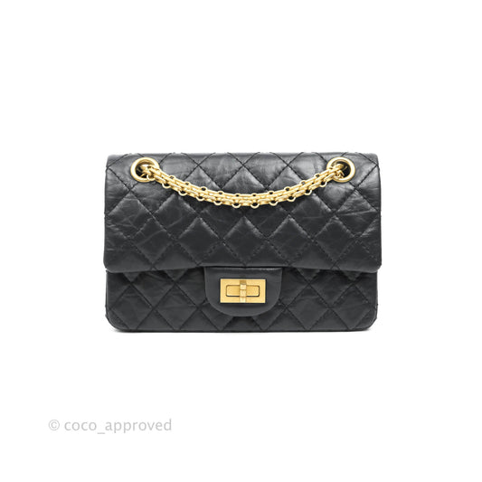 Chanel Mini Reissue 224 Navy Aged Calfskin Aged Gold Hardware