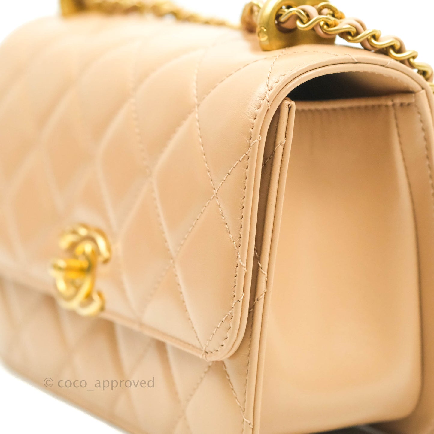 Chanel Quilted Mini Perfect Fit Adjustable Beige Calfskin Gold Hardware 21A