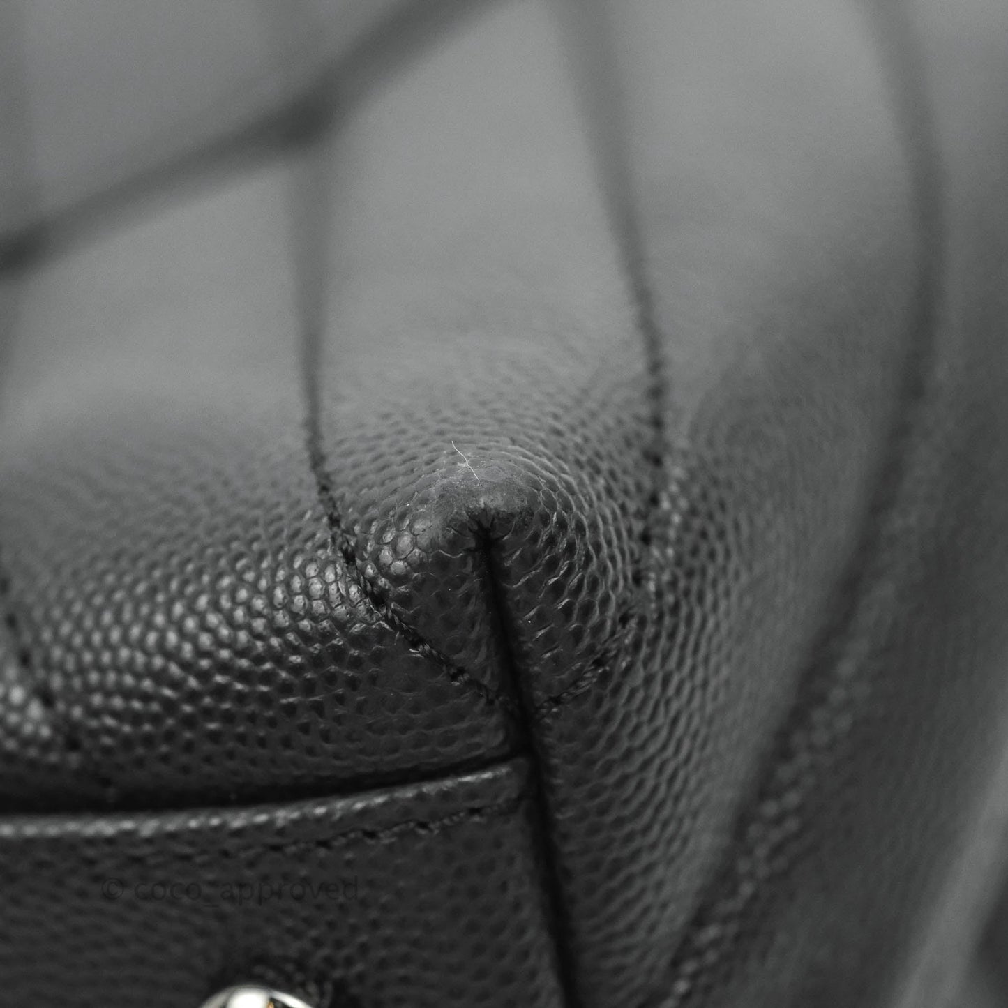 Chanel Medium (Small) Coco Handle Chevron Dark Grey Caviar Black Hardware