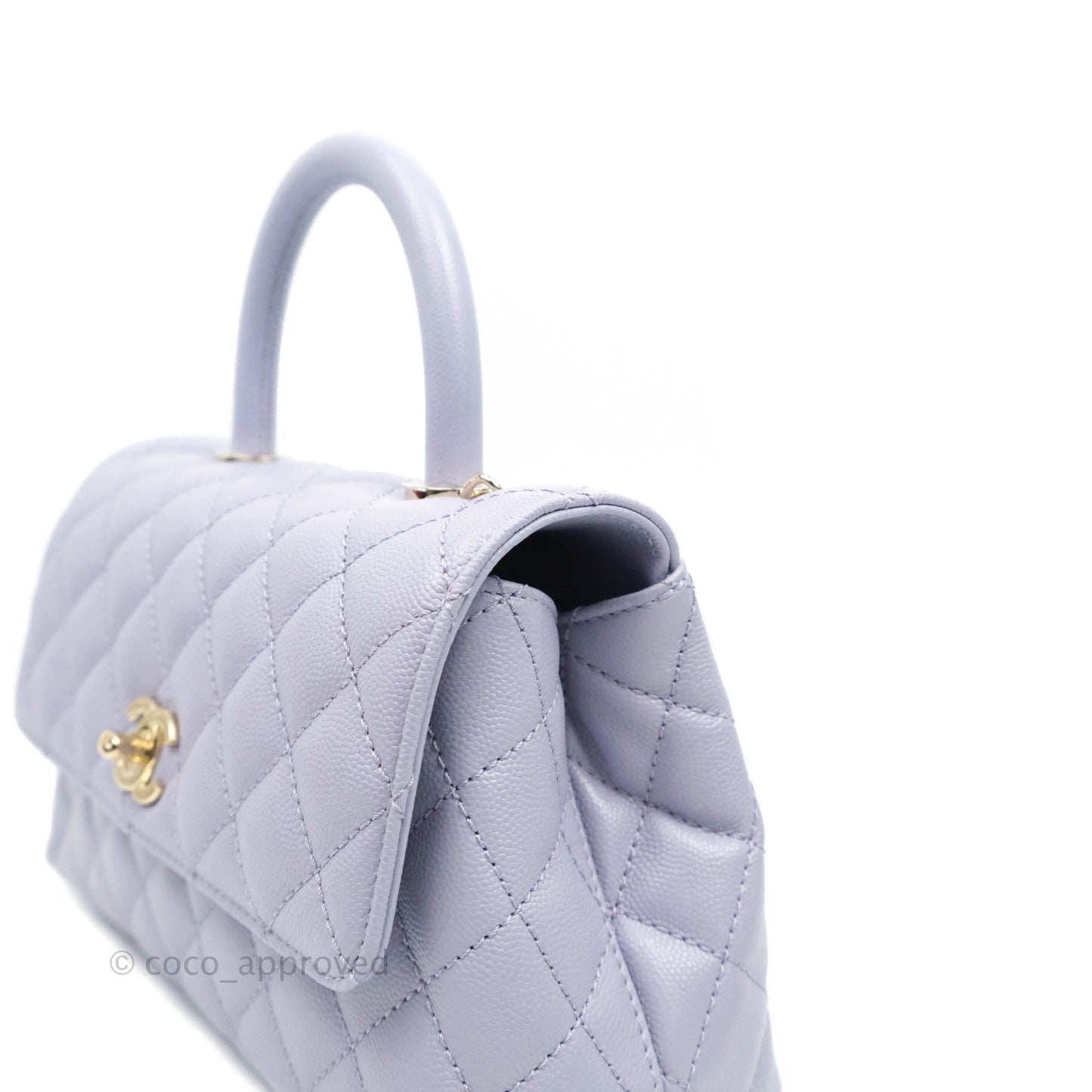 Chanel Small Coco Handle Chevron Purple Lilac Caviar Gold Hardware 21K