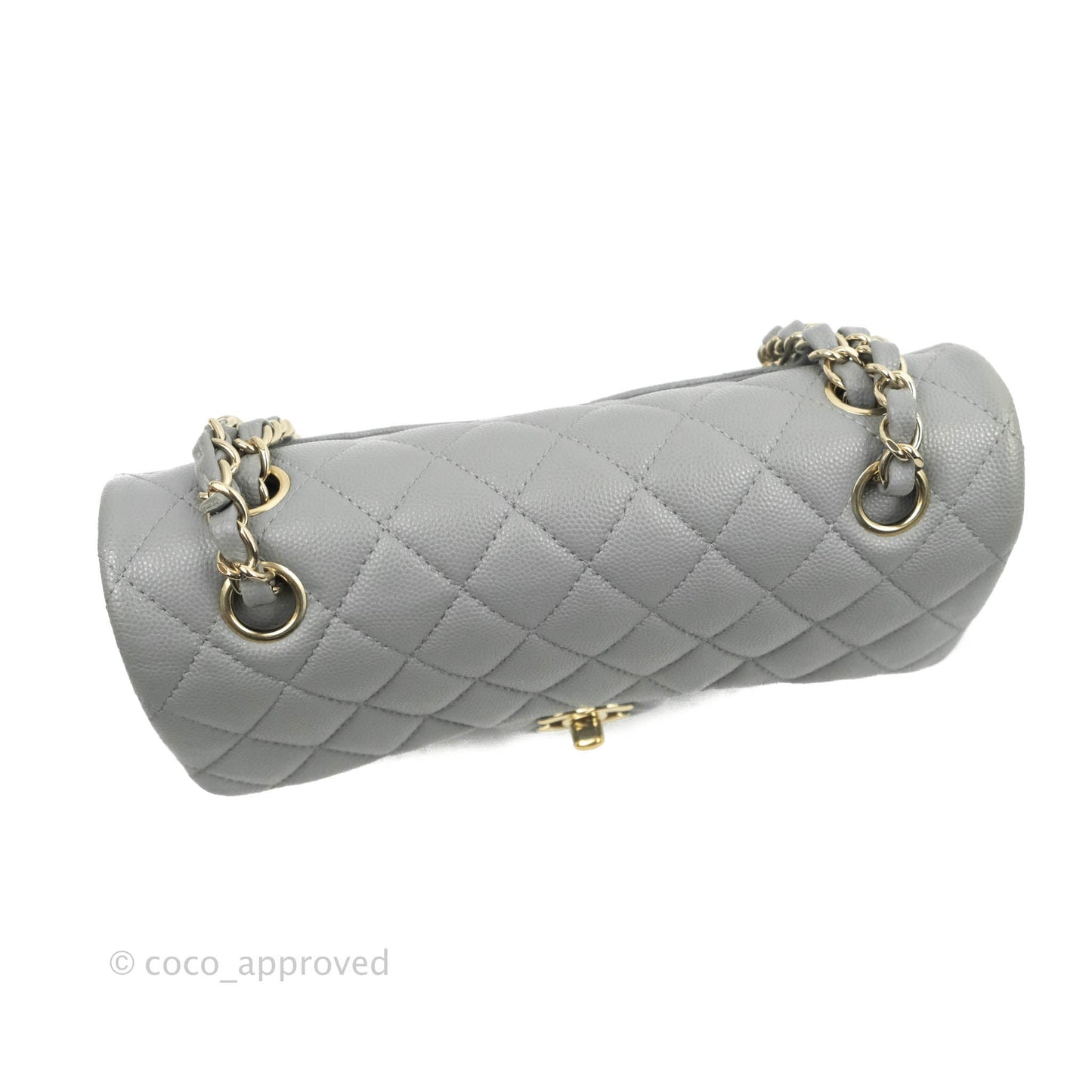 Chanel Small Classic Quilted Flap Grey Caviar Gold Hardware 20C