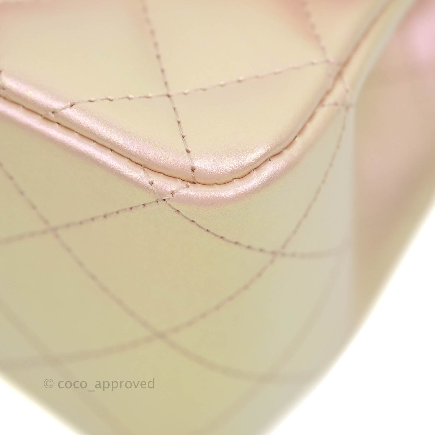 Chanel Mini Square Quilted Iridescent Pink Silver Hardware