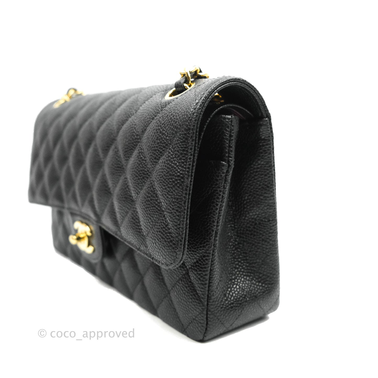 Chanel Medium M/L Quilted Classic Flap Black Caviar Gold Hardware