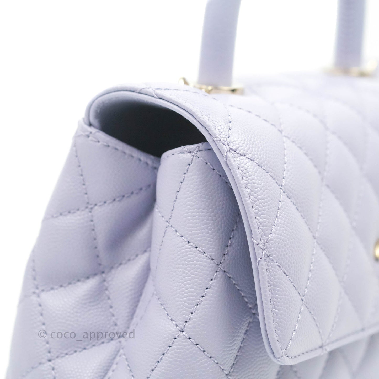 Chanel Mini (Small) Coco Handle Quilted Purple Lilac Caviar Gold Hardware 21K