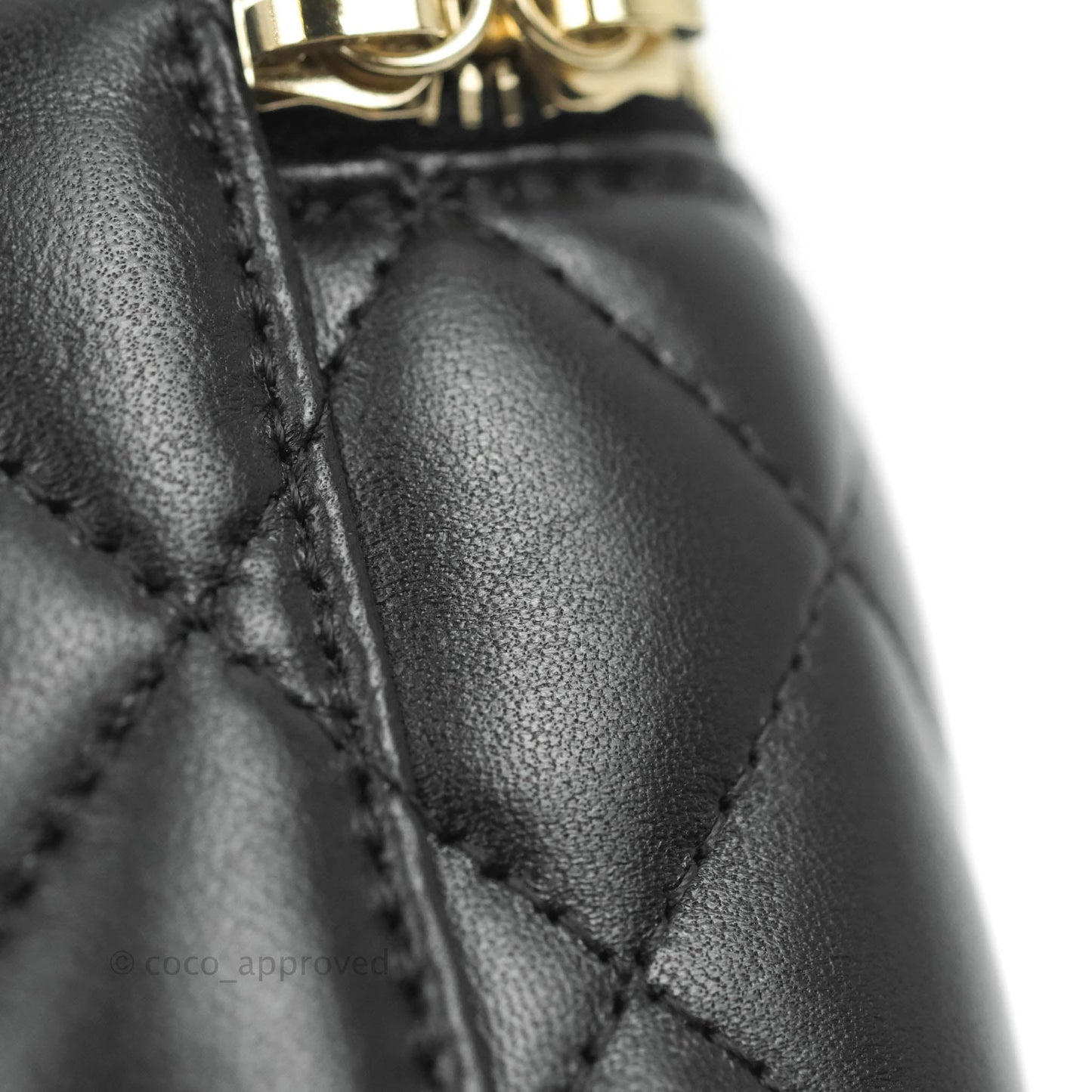 Chanel Classic Vanity Rectangular Top Handle With Chain Black Lambskin Gold Hardware