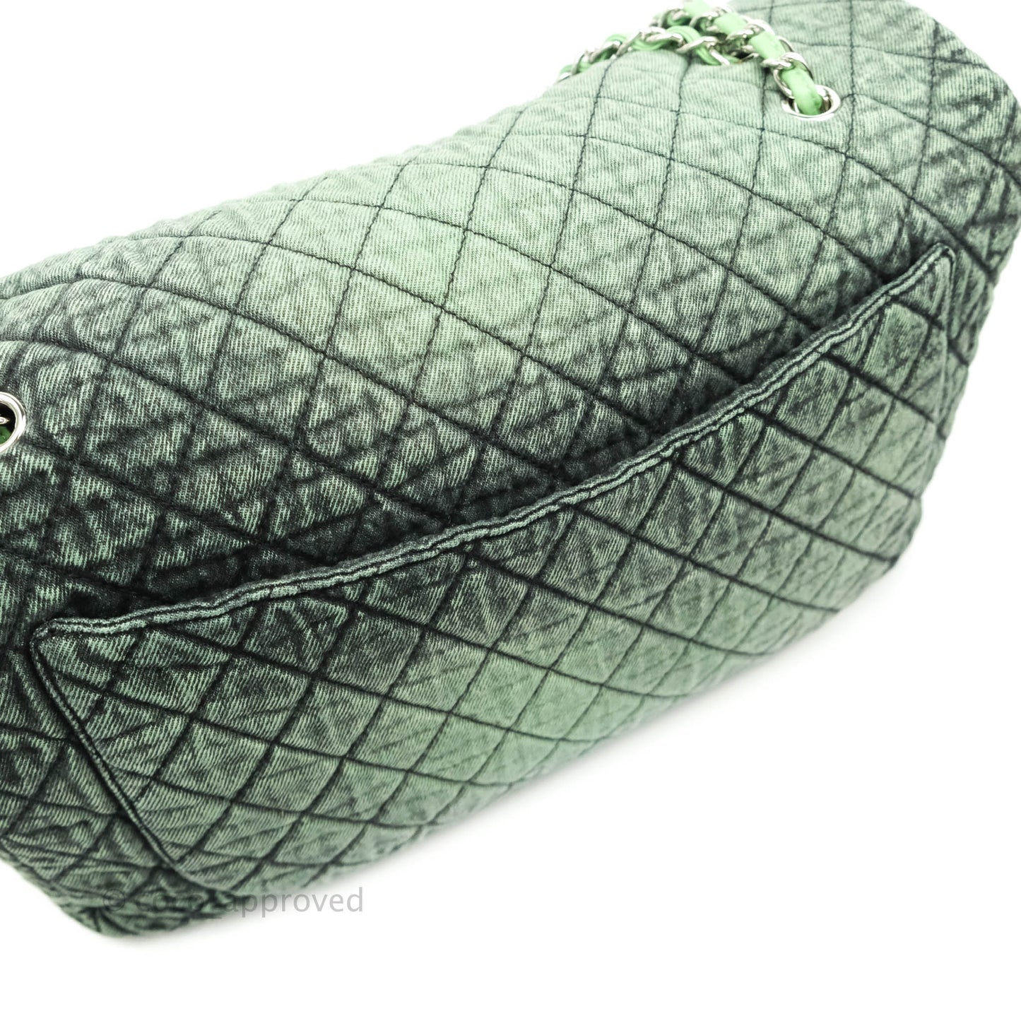 Chanel Small XXL Denimpression Flap Bag Aged Green Denim Silver Hardware