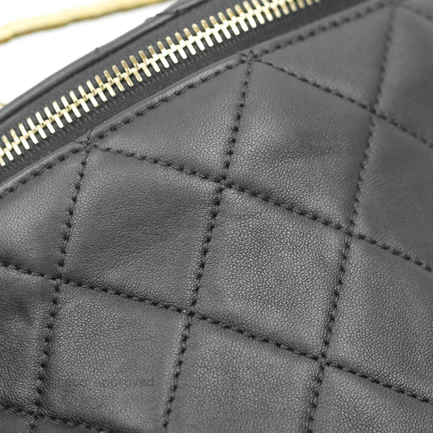 Chanel Quilted All About Chains Waist Belt Bag Black Lambskin Aged Gold Hardware