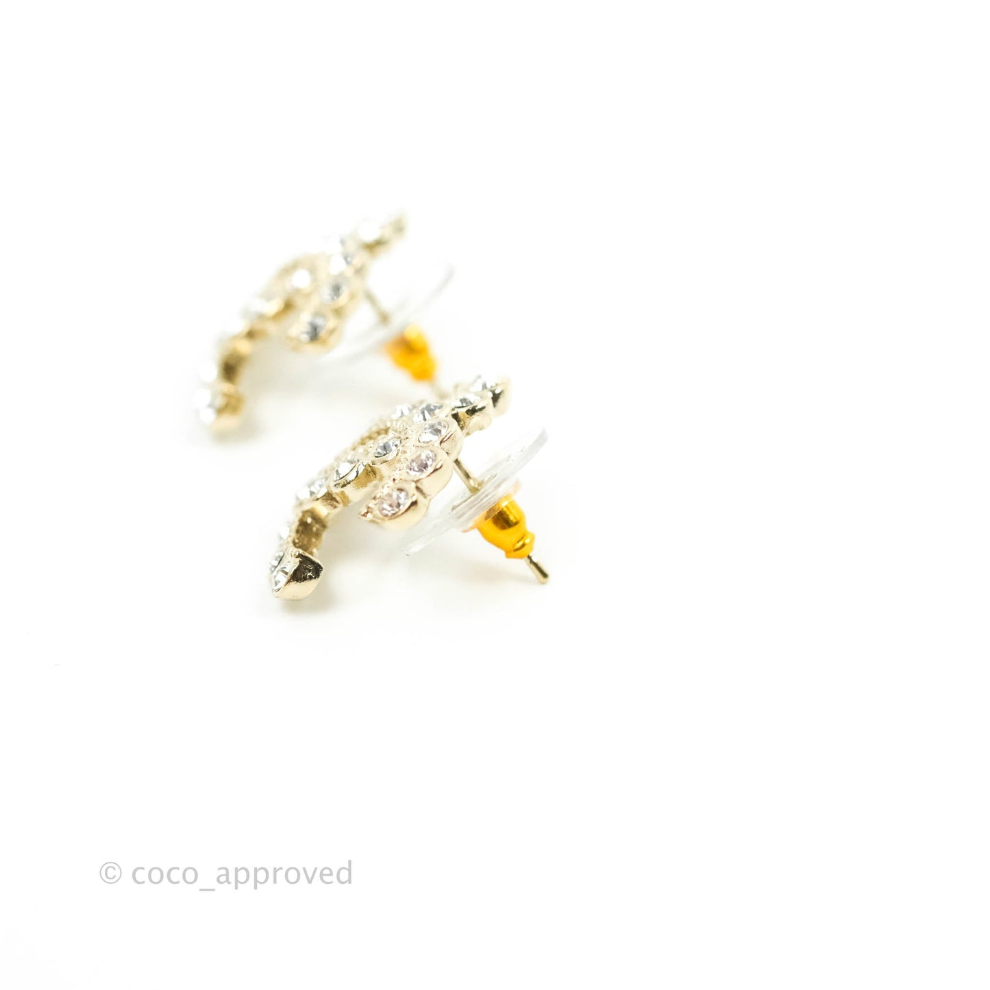 Chanel CC Crystal Earrings Light Gold Hardware 20S