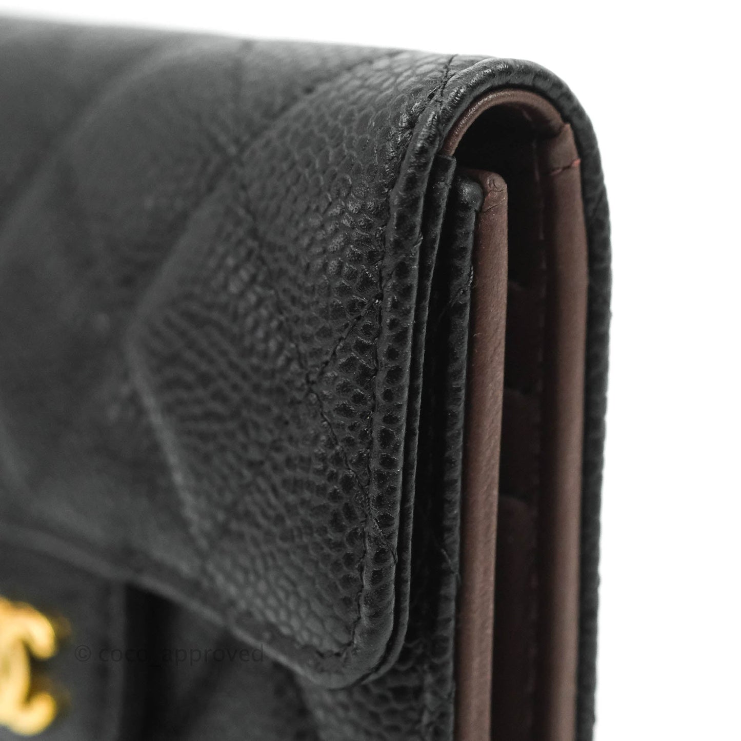Chanel Classic Flap Wallet Black Caviar Gold Hardware