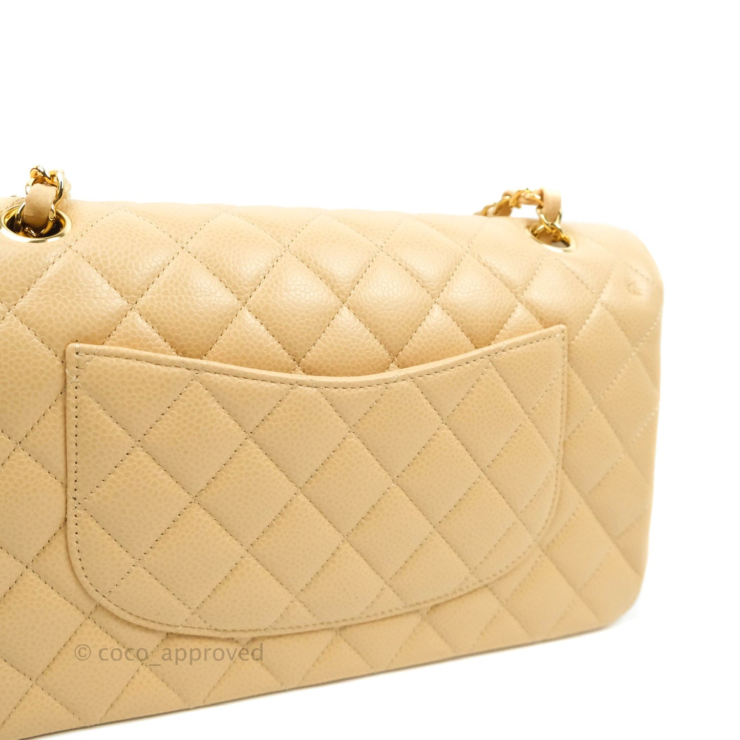 Chanel Classic M/L Medium Double Flap Beige Caviar Gold Hardware