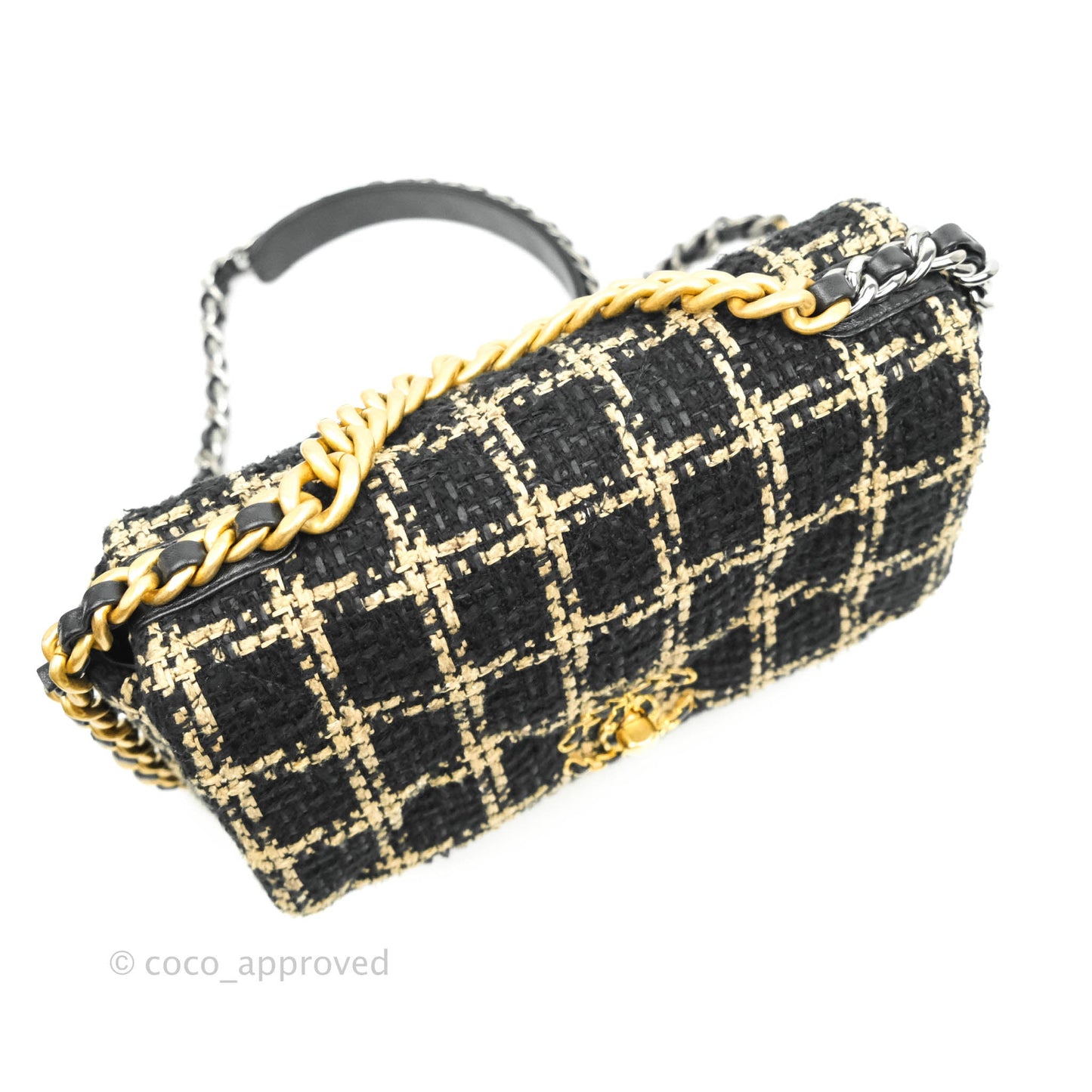 Chanel 19 Small Tweed Black Beige Mixed Hardware