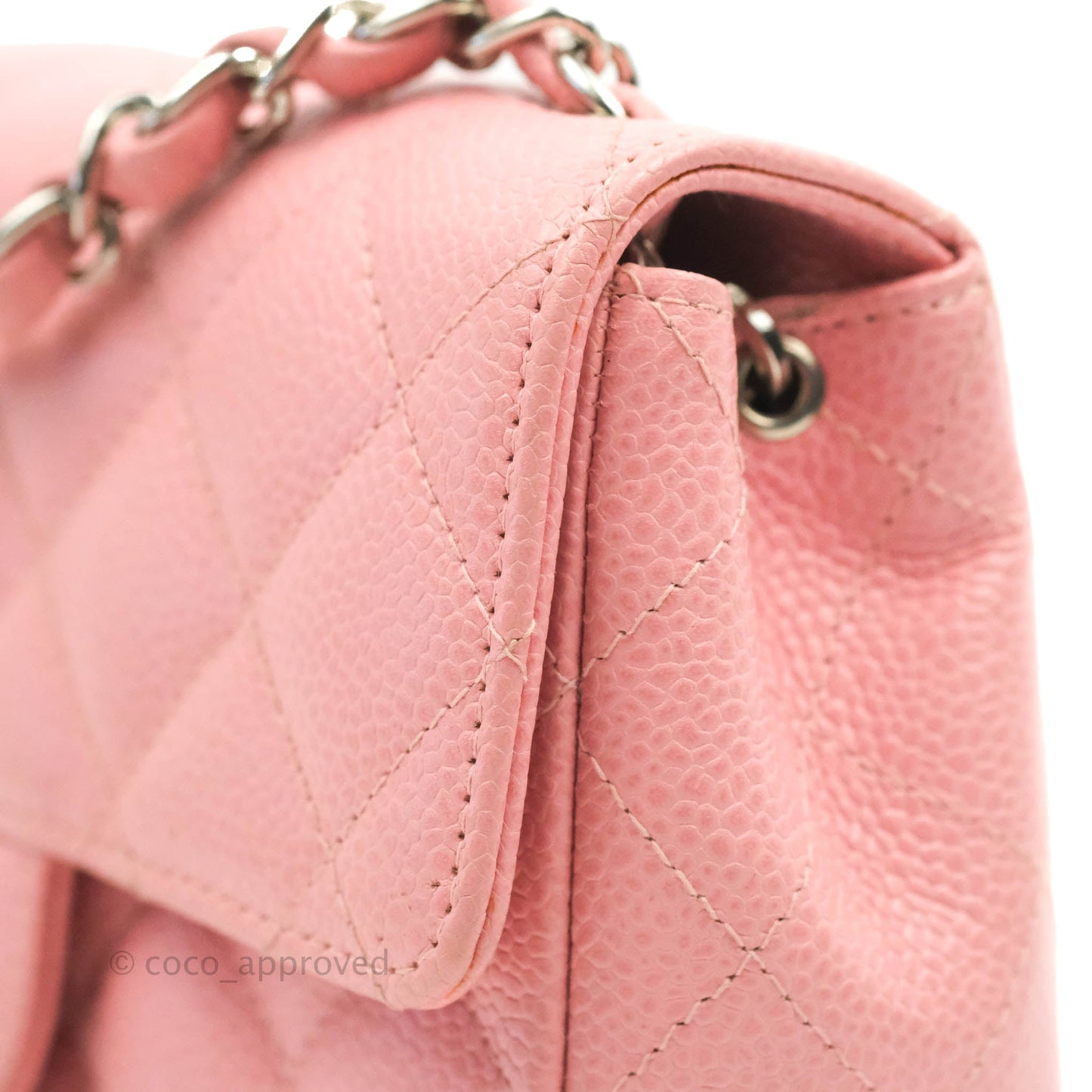 Chanel Quilted Vintage Mini Square Flap Pink Caviar Silver Hardware