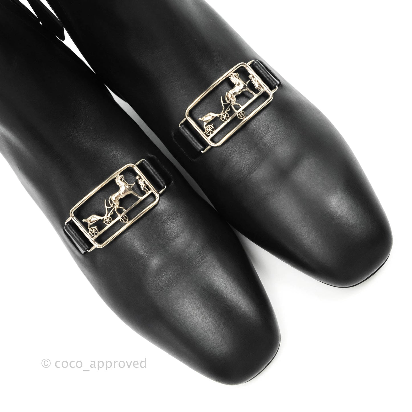 Hermès Black Leather Boots Size 36.5