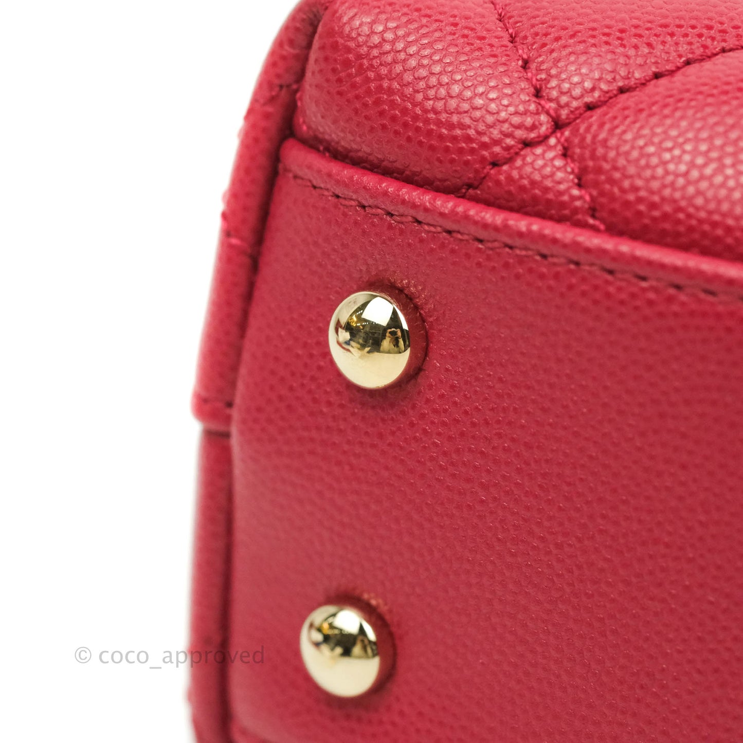 Chanel Small (Mini) Coco Handle Quilted Rosy Red Caviar Gold Hardware 21A