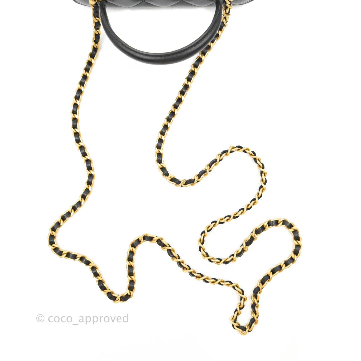 Chanel Classic Vanity Rectangular Top Handle With Chain Black Lambskin Gold Hardware