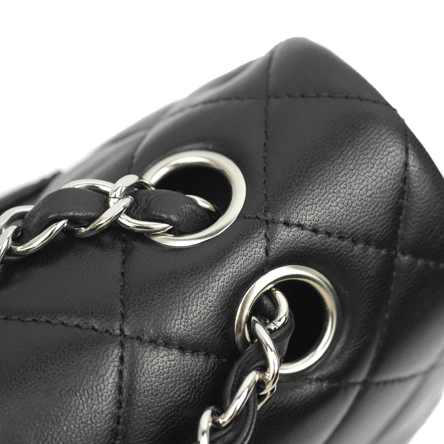 Chanel Classic M/L Medium Double Flap Black Lambskin Silver Hardware