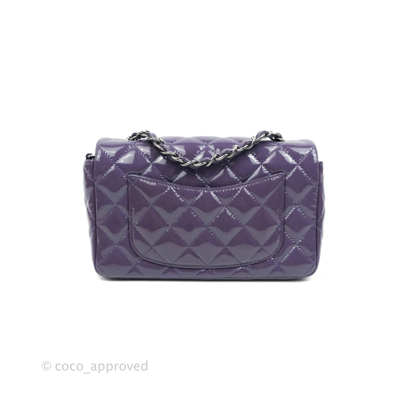 Chanel Quilted Mini Rectangular Flap Purple Patent Gun Metal