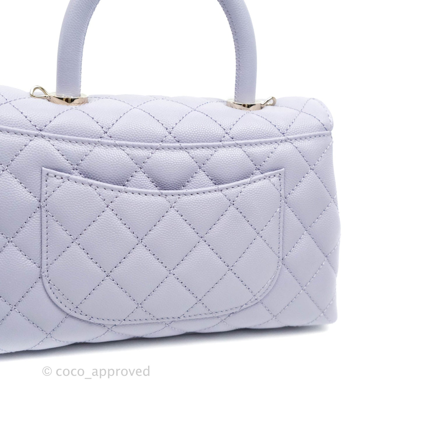 Chanel Small Coco Handle Chevron Purple Lilac Caviar Gold Hardware 21K