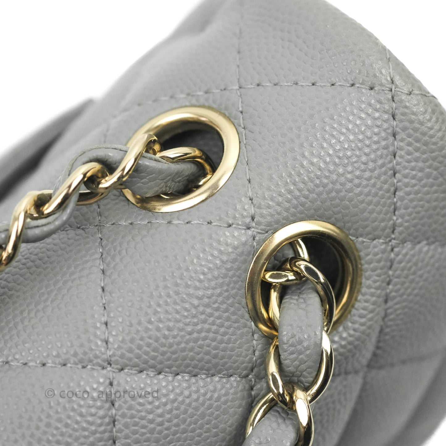 Chanel Small Classic Quilted Flap Grey Caviar Gold Hardware 20C