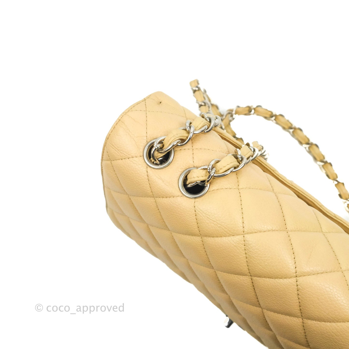 Chanel Jumbo Single Flap Beige Caviar Silver Hardware