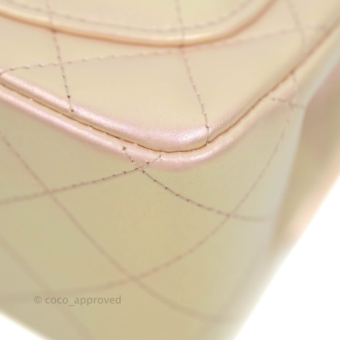 Chanel Mini Square Quilted Iridescent Pink Silver Hardware