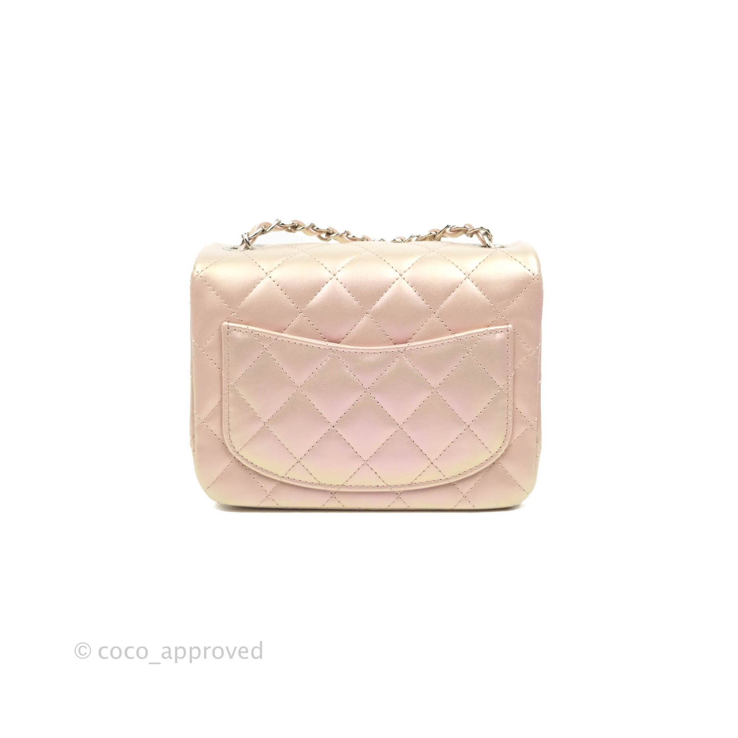 Chanel Mini Square Quilted Iridescent Pink Silver Hardware