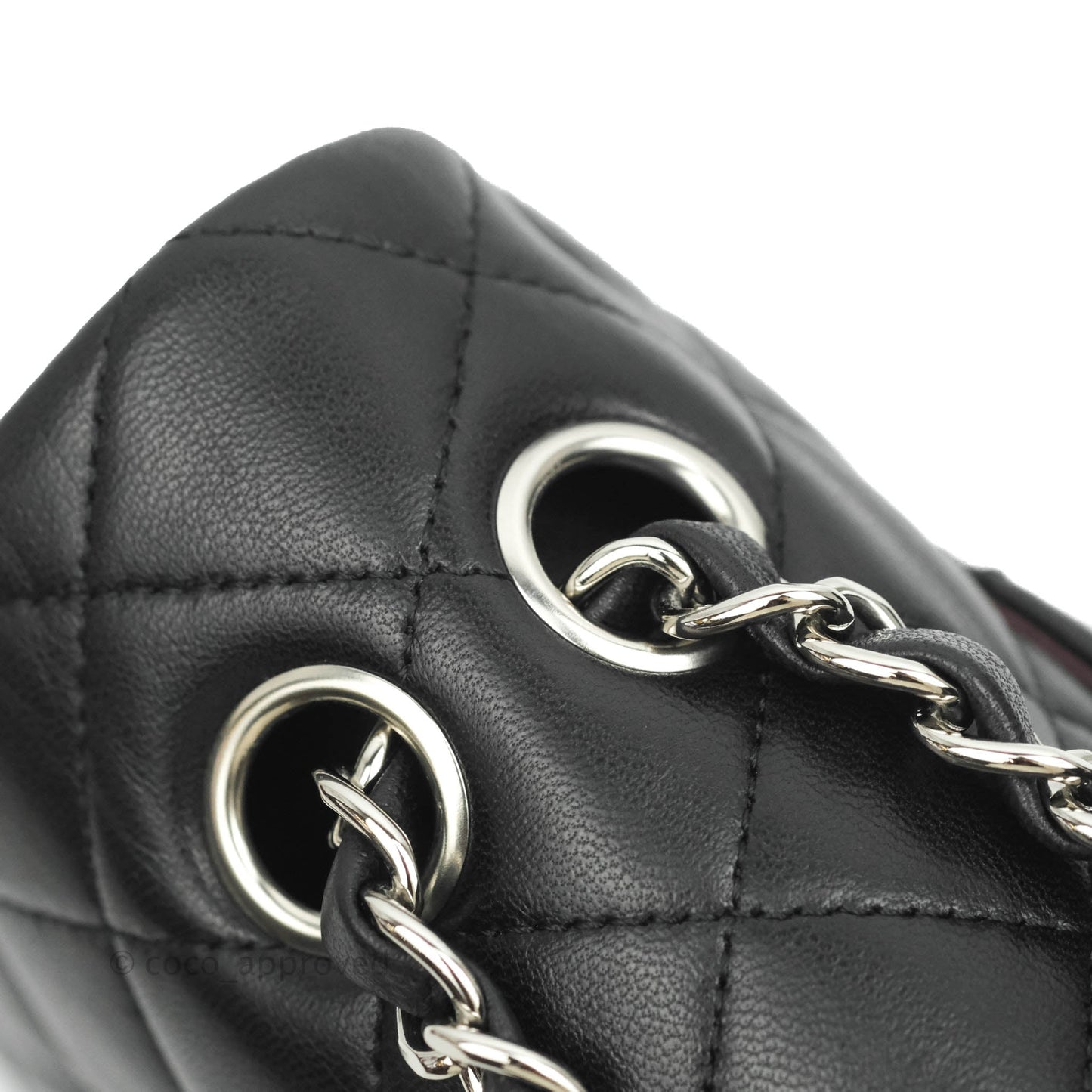Chanel Classic M/L Medium Double Flap Black Lambskin Silver Hardware