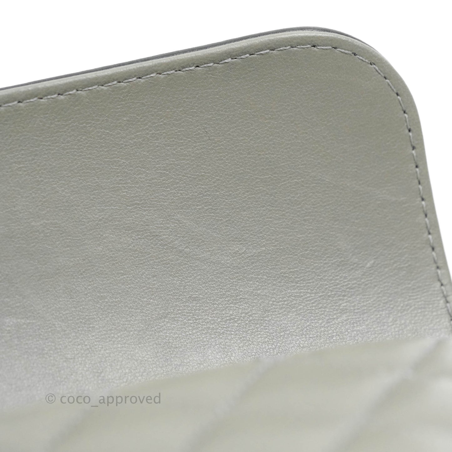 Chanel Small Enamel CC Flap Bag Quilted Grey Lambskin Aged Gold Hardware