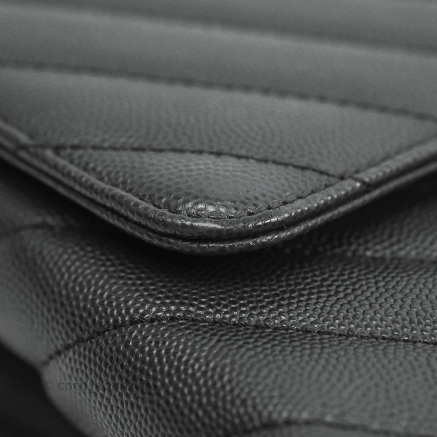 Chanel Medium (Small) Coco Handle Chevron Dark Grey Caviar Black Hardware