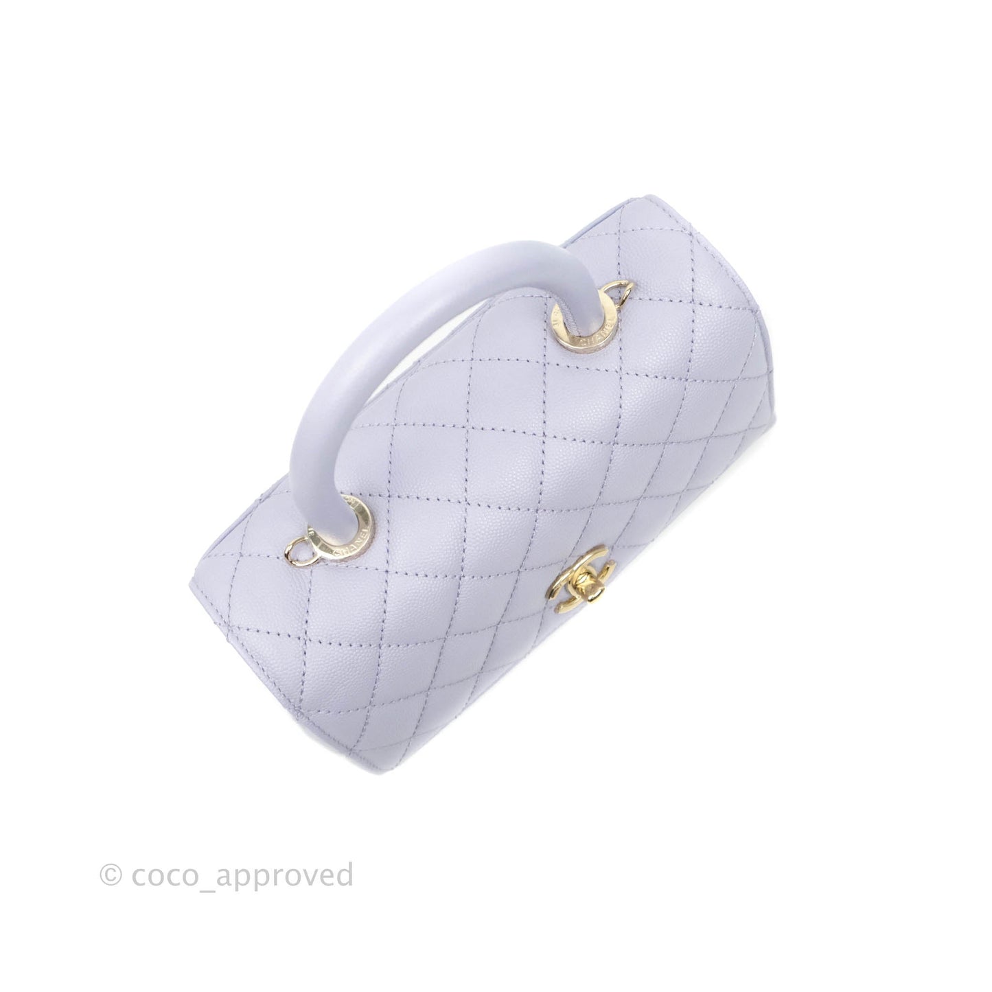 Chanel Small Coco Handle Chevron Purple Lilac Caviar Gold Hardware 21K