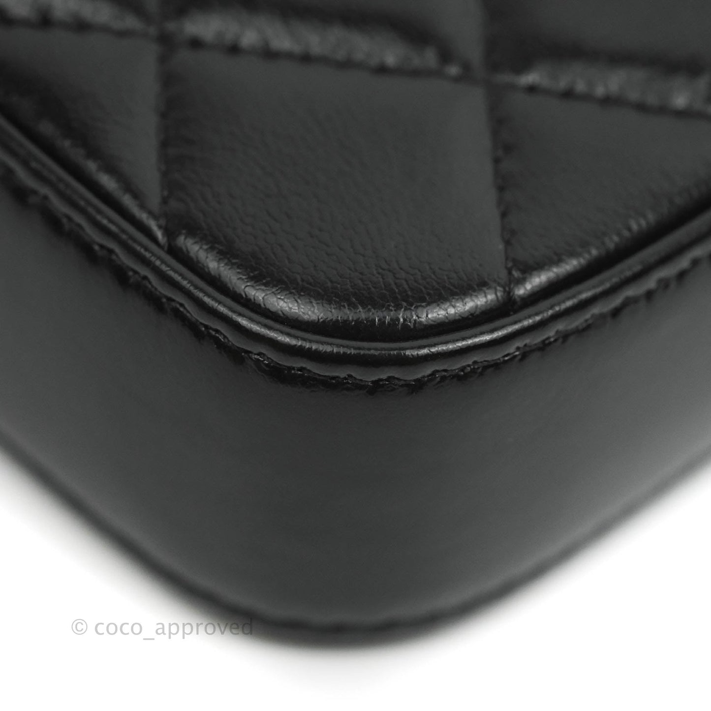 Chanel Pearl Charm Clutch With Chain Black Shiny Calfskin Gold Hardware