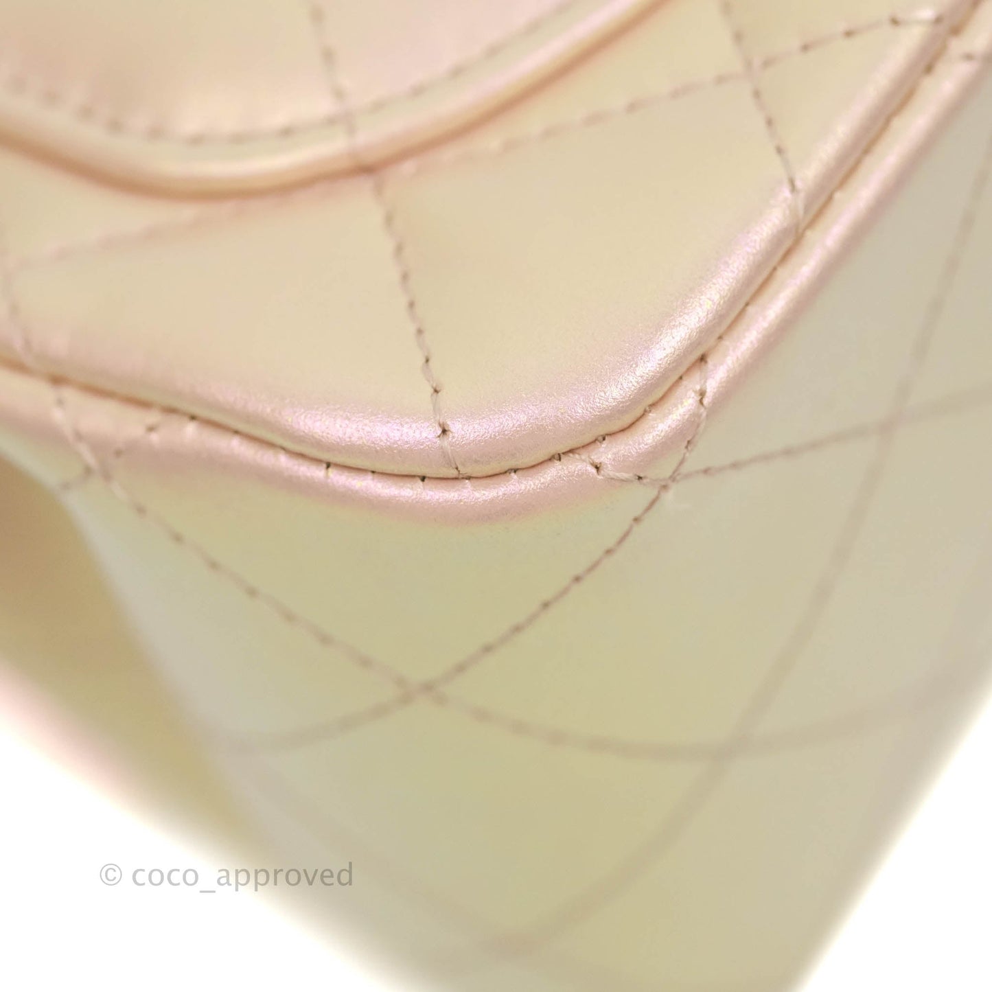 Chanel Mini Square Quilted Iridescent Pink Silver Hardware