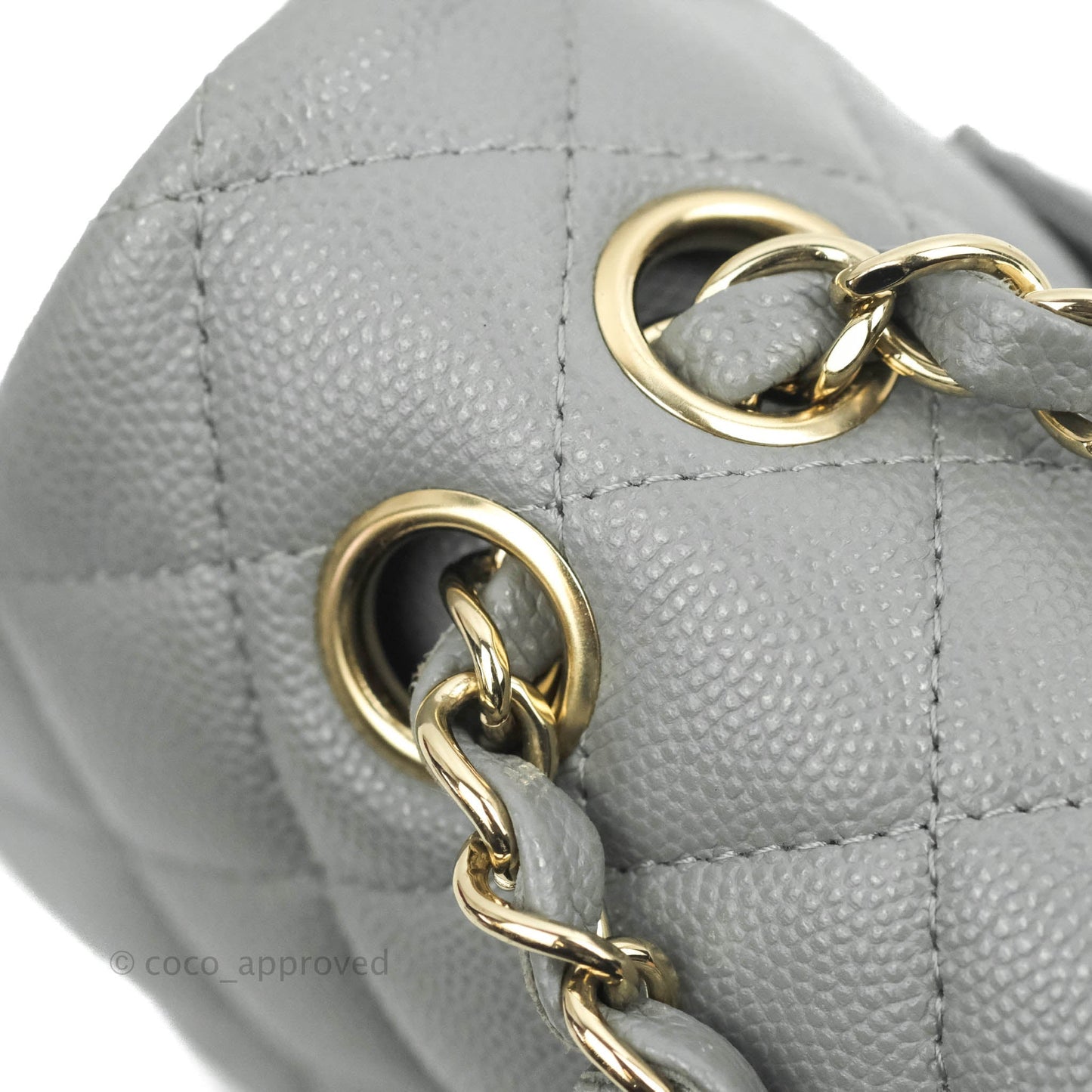 Chanel Small Classic Quilted Flap Grey Caviar Gold Hardware 20C