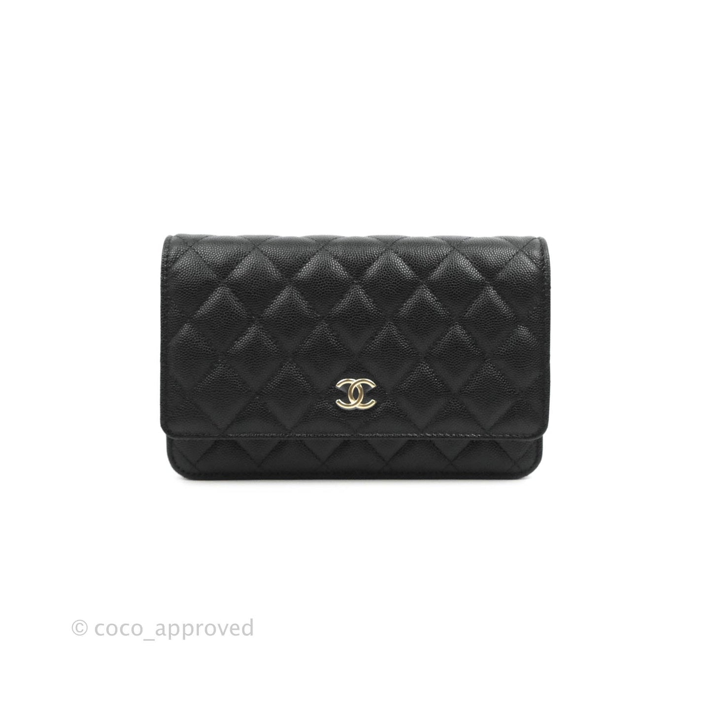 Chanel Quilted WOC Black Caviar Gold Hardware With Charms