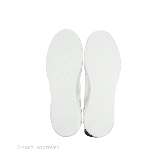 Chanel Logo Pull Tab Lace-up Sneakers White & Black Size 37.5
