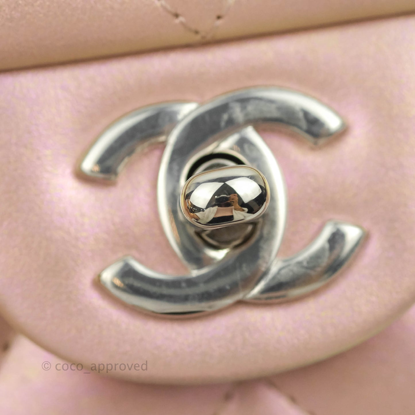 Chanel Mini Square Quilted Iridescent Pink Silver Hardware