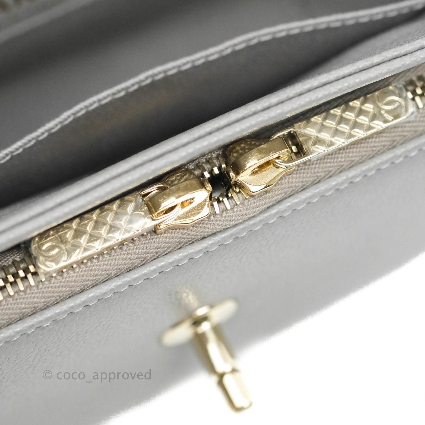 Chanel Quilted Small Business Affinity Flap Grey Caviar Gold Hardware