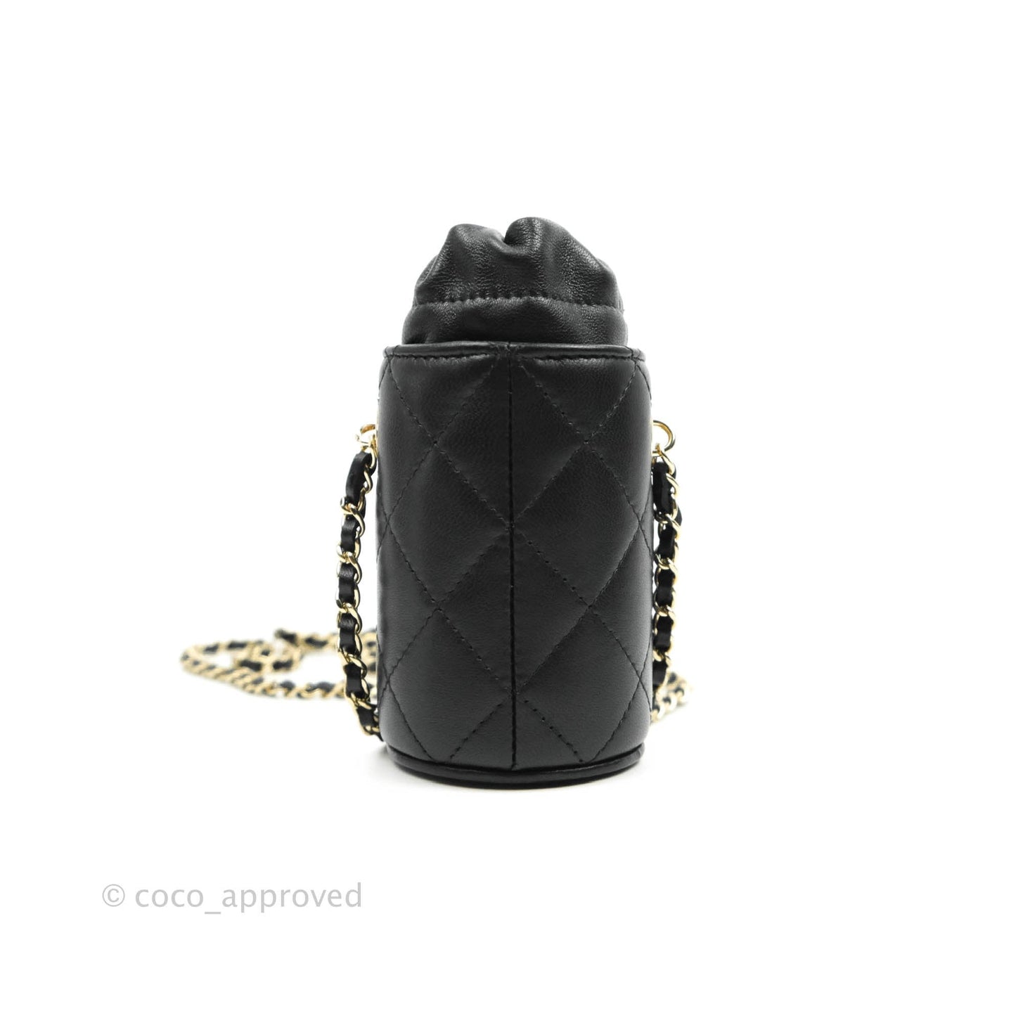 Chanel Mini Bucket With Chain Black Lambskin Gold Hardware 21A
