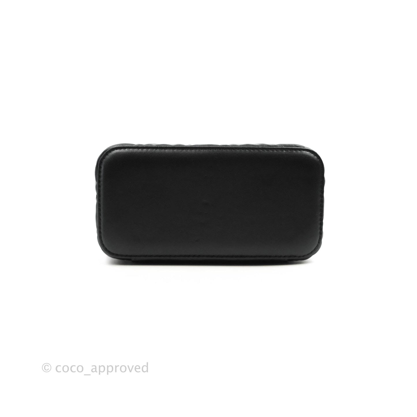 Chanel Vanity Rectangular Camellia Embossed Black Lambskin Gold Hardware