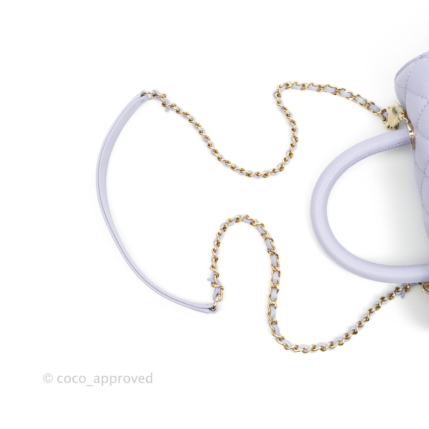 Chanel Small Coco Handle Chevron Purple Lilac Caviar Gold Hardware 21K